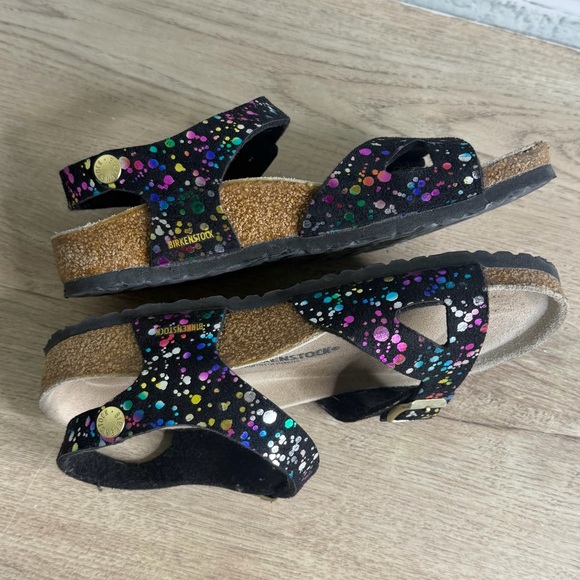 Birkenstock Kids Black Sandals with Multicolor Dots - Picture 4 of 6